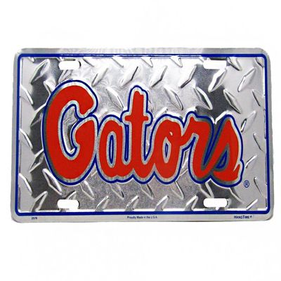 AES Florida Gators FL Football Diamond Deck 6"x12" Aluminum License Plate Tag