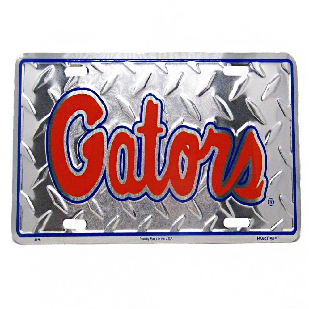 AES Florida Gators FL Football Diamond Deck 6"x12" Aluminum License Plate Tag