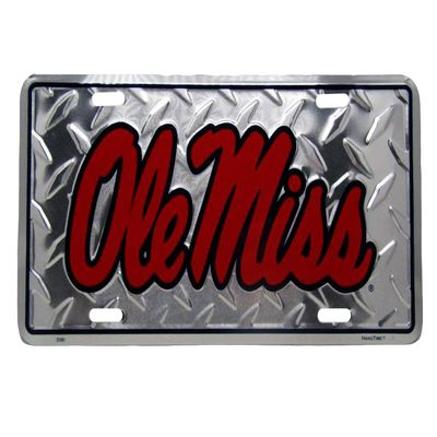 OLE Miss Mississippi Rebels Football Diamond 6"x12" Aluminum License Plate Tag