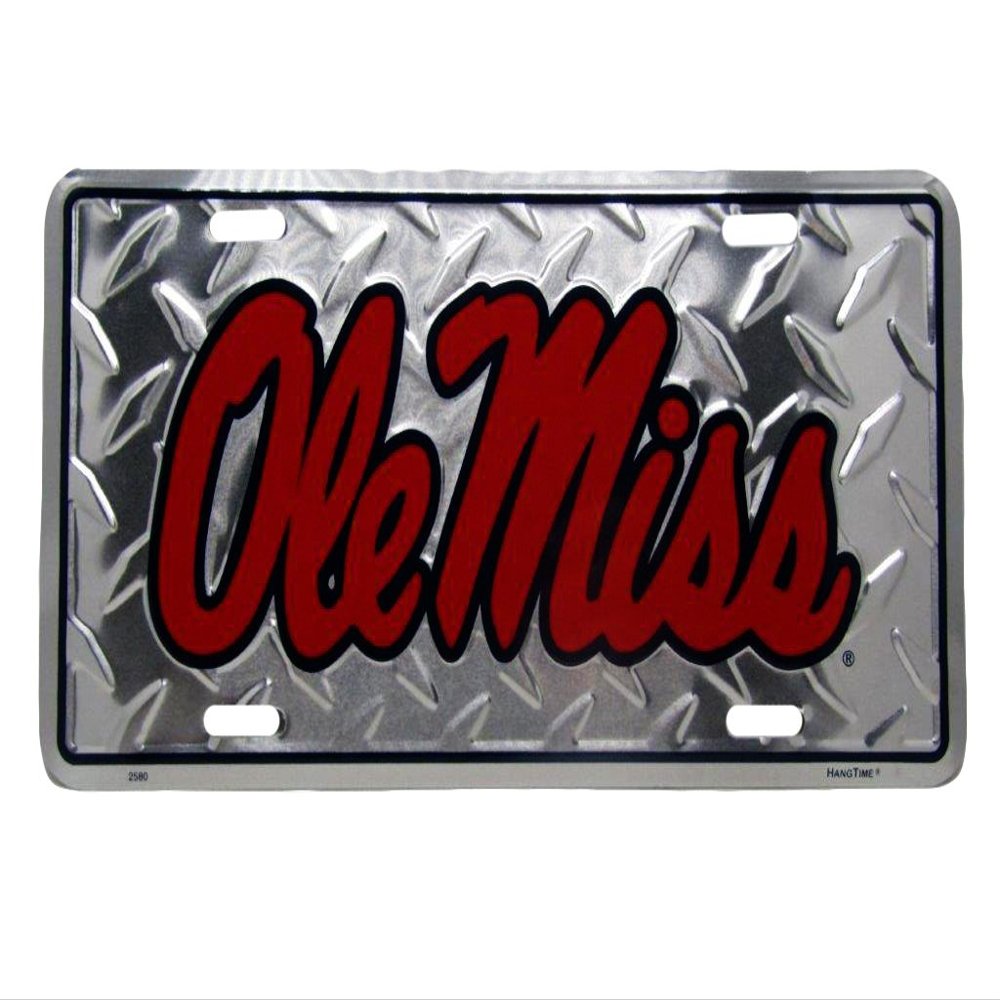 OLE Miss Mississippi Rebels Football Diamond 6"x12" Aluminum License Plate Tag
