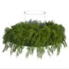 8" Hx22 D Soft Plastic Cedar Centerpiece with Glass Candleholder Green view 1