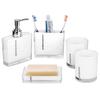 Bathroom Accessories Set, Acrylic 5-Piece Bath Accessory Kit, White, Including Toothbrush Holder, Dish, Cup, Dispenser, Gargle Cup view 1
