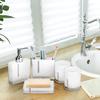 Bathroom Accessories Set, Acrylic 5-Piece Bath Accessory Kit, White, Including Toothbrush Holder, Dish, Cup, Dispenser, Gargle Cup view 3