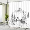 Ambesonne Alaskan Malamute Shower Curtain, Mountain Landscape in Winter Sledding Dogs Pine Trees Wilderness Art, Cloth Fabric Bathroom Decor Set with Hooks, 69" W x 75" L, White and Black view 4