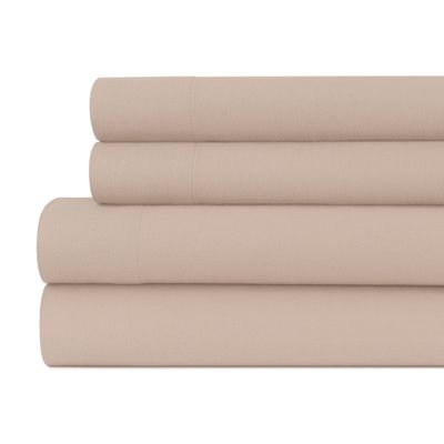 Briarwood Home Brushed Flannel Sheet Set - Turkish Cotton Flannel Bedding Set Perfect For A Cold Night, Durable Warm, Deep Pocket & Breathable Flannel Sheets & Pillow Set (King, Taupe)