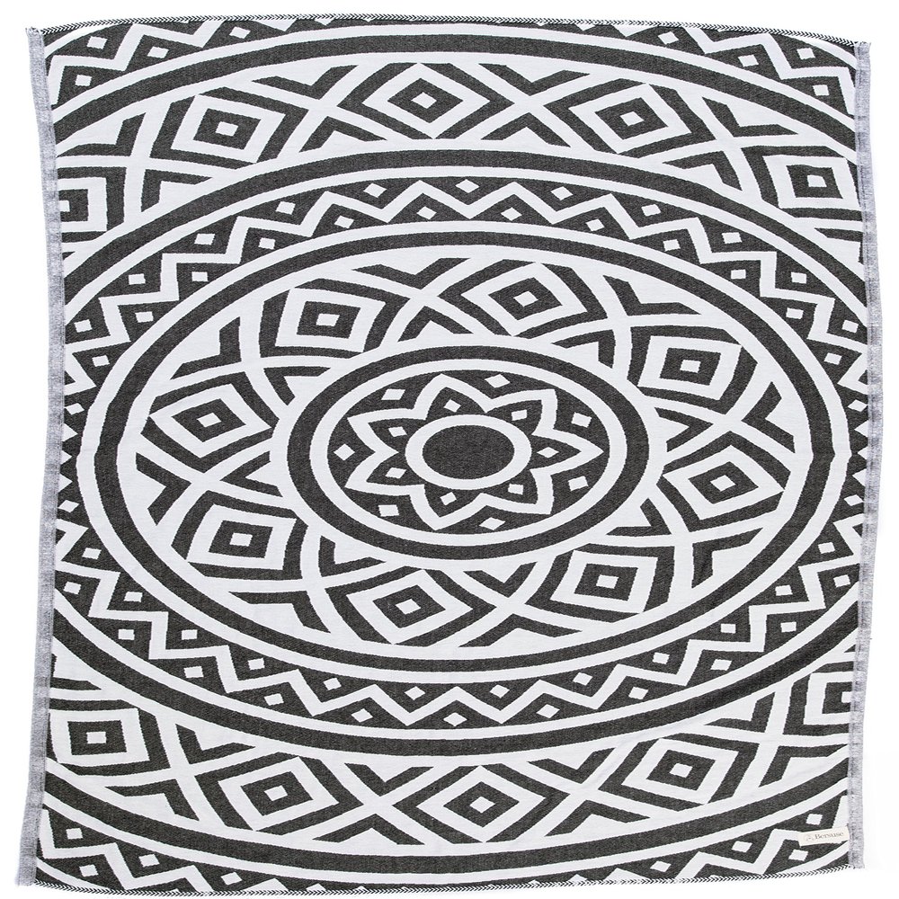 Bersuse 100% Cotton Venice Turkish Towel Beach Towel Bath Towel Dual Layer Peshtemal Beach Blanket Beach Essentials - 39x71 Inches, Black (Set of 6)