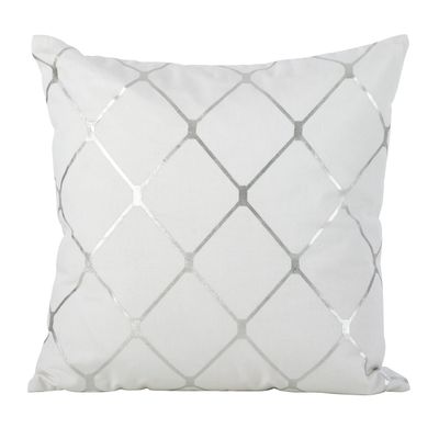 SARO LIFESTYLE Metallic Diamond Design Pillow, 18" x 18", Silver