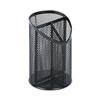 Universal UNV20019 4.13 in. Diameter x 6 in. Height 3-Compartment Metal Mesh Pencil Cup - Black view 2