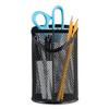 Universal UNV20019 4.13 in. Diameter x 6 in. Height 3-Compartment Metal Mesh Pencil Cup - Black view 3