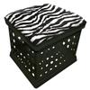 The Furniture Cove Black Utility Crate Storage Container Ottoman Bench Stool for Office/Home/School/Preschools with Your Choice of Seat Cushion Theme! (Black & White Zebra) view 1