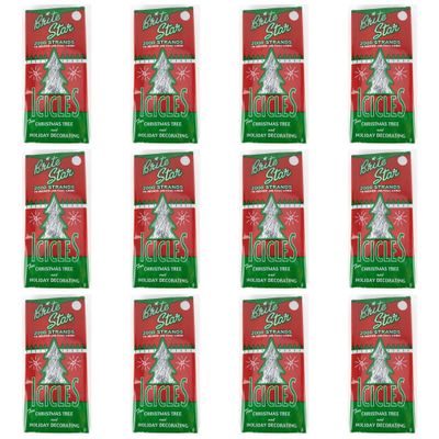 BRITE STAR Silver 18-Inch Icicle Tinsel - 2000 Strands (12 Pack)