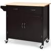 Giantex Kitchen Island, Rolling Kitchen Cart, Wood Counter Top, Utility Service Trolley Cart with Storage Cabinet and 2 Large Drawer Towel Rack, Bar Dining Room Organizer Furniture, Dark Brown view 2