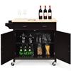Giantex Kitchen Island, Rolling Kitchen Cart, Wood Counter Top, Utility Service Trolley Cart with Storage Cabinet and 2 Large Drawer Towel Rack, Bar Dining Room Organizer Furniture, Dark Brown view 3