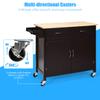 Giantex Kitchen Island, Rolling Kitchen Cart, Wood Counter Top, Utility Service Trolley Cart with Storage Cabinet and 2 Large Drawer Towel Rack, Bar Dining Room Organizer Furniture, Dark Brown view 4