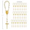 25 Gold Plated Mini Rosary for Baptism Favors in ivory color Faux pearls, recuerdos de bautizo tono Beige, christening guest gifts off white tone , communion memento, wedding mini rosaries view 3