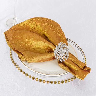 Wedding Linens Inc. 10 PCS 20" Crushed Crinkle Taffeta Napkins/Taffeta Table Napkin for Restaurant Kitchen Dining Wedding Party Banquet Events - (GOLD)