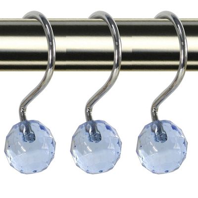 Daniel's Bath & Beyond 12 Piece Crystal Shower Hooks, Turquoise, 20" x 32"/20" x 20"/16" x 20"