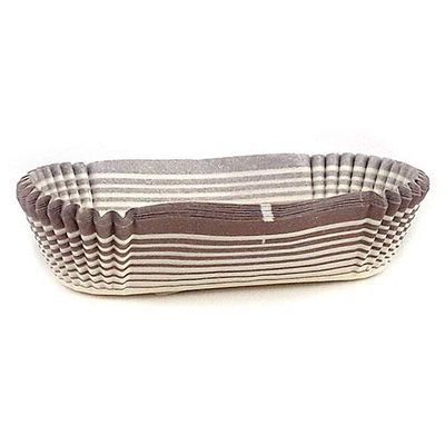 Novacart Oval Glassine Paper Condiment Candy Party Cup 5.25" x 1.25" Bottom, 1.06" High, Brown-Striped Exterior - Pack of 200