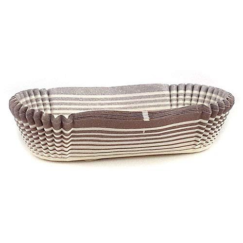 Novacart Oval Glassine Paper Condiment Candy Party Cup 5.25" x 1.25" Bottom, 1.06" High, Brown-Striped Exterior - Pack of 200
