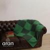 Aran Woollen Mills Irish Knit Blanket Merino Wool Patchwork Intarsia Throw Made in Ireland (Kiwi/Connemara Green) view 2