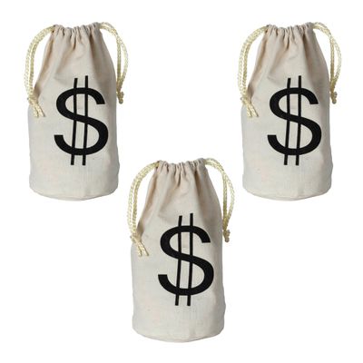 Beistle , 3 Piece $ Bags, 8.5" x 6.5", Off-white/Black