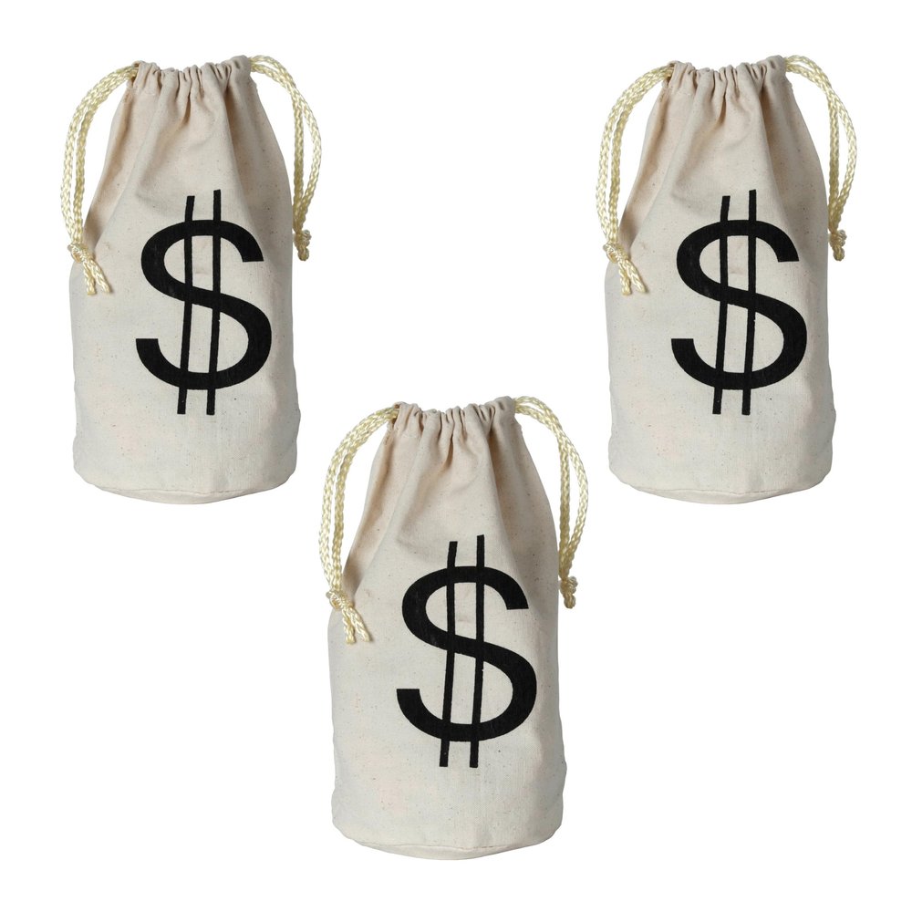 Beistle , 3 Piece $ Bags, 8.5" x 6.5", Off-white/Black