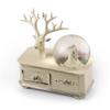 Ivory Wedding Couple Musical Snow Globe ATOP of A Silver Accented Commode - Many Songs to Choose - Rainbow Connection view 1