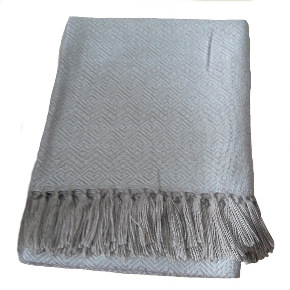 Alpakaandmore, Throw Blanket Peruvian Alpaca Wool 67 X 51.20 (170 X 130 Cm) (Grey)