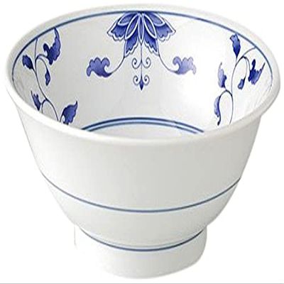  10-Piece Set Indigo Arabesque 63 High Bowl 7.3 x 3.1 inches (18.6 x 7.8 cm), 35.4 fl oz (950 cc), Chinese Open [Ramen Shop, Chinese Tableware, Asian Cuisine, Restaurant, Commercial Use]