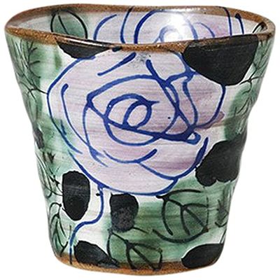 Set of 10, Black Dark Blue Roses, Free Cup, 3.6 x 3.1 inches (9.2 x 8 cm), 8.5 fl oz (240 cc), 6.5 oz (195 g), Shochu-Related