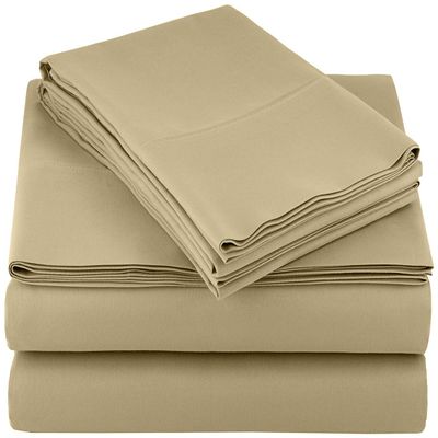 ARlinen Microfiber Sheet Set-Twin XL Size, Bed Sheet Weight-Wrinkle & Fade Resistant Brushed Microfiber Sheets with 15" Deep Bedding Sheet Sets (Twin XL Size, Taupe Solid)