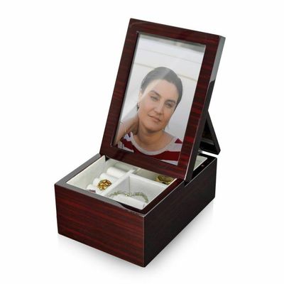 Ultra-Modern Music Box with Fold-Up Photo Frame - Solid Wood Jewelry Box with Compartment with Picture Frame (6 X 4) - Many Songs to Choose - Barcarolle of Hoffman