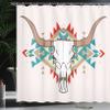Ambesonne Western Shower Curtain, Bull Skull Illustration with Ornament Geometric Style, Cloth Fabric Bathroom Decor Set with Hooks, 69" W x 75" L, Aqua view 3
