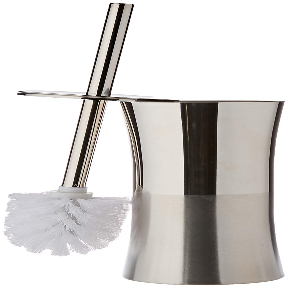 MSV 'Miami 140467 Toilet Garni Gym Holder Stainless Steel Rounded, Silver, 30 x 20 x 15 cm