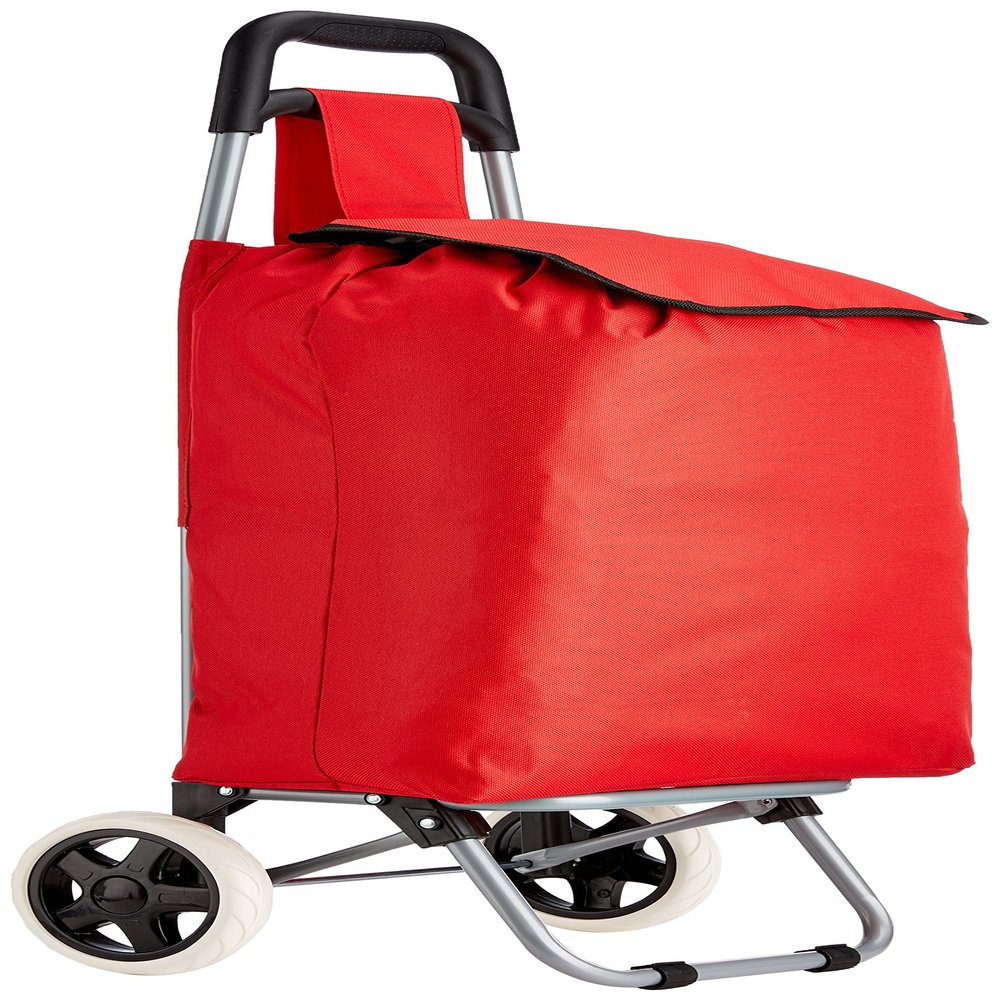 MSV Shopping Trolley with 2 Wheels 91x35x29cm, Red, 91 x 35 x 29 cm