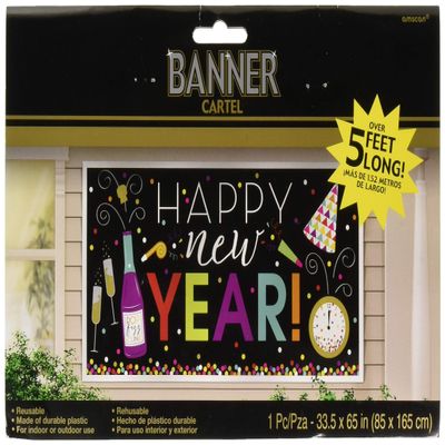 Amscan New Year's Banner Large Colorful Banner Happy New Year