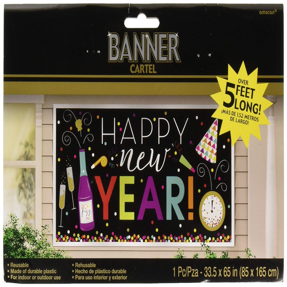 Amscan New Year's Banner Large Colorful Banner Happy New Year