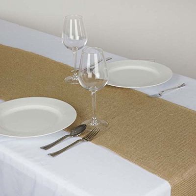 TABLECLOTHSFACTORY 5PCS of CHAMBURY CASA Fine Rustic Burlap Runner Natural Tone