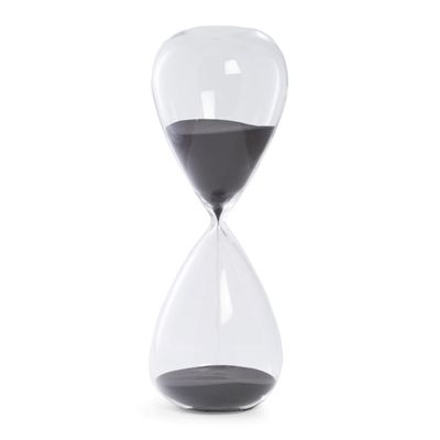 Bey-Berk 90-Minute Crystal Sand Timer with Black Sand, 5"L x 5"W x 14"H