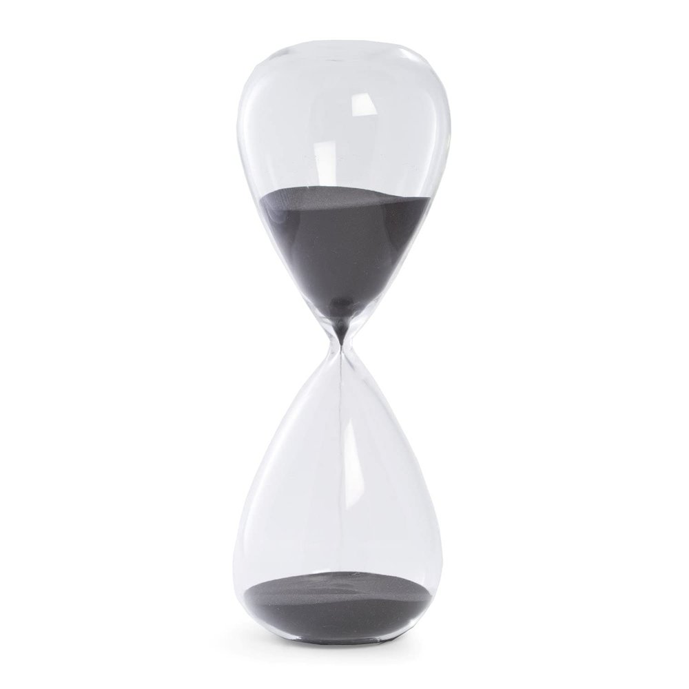 Bey-Berk 90-Minute Crystal Sand Timer with Black Sand, 5"L x 5"W x 14"H