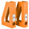 Acrimet Magazine File Holder  Vertical Rack for Documents, Folders and Mail, Durable Plastic Desk Organizer for Office & Home, Orange (2 Pack) view 1