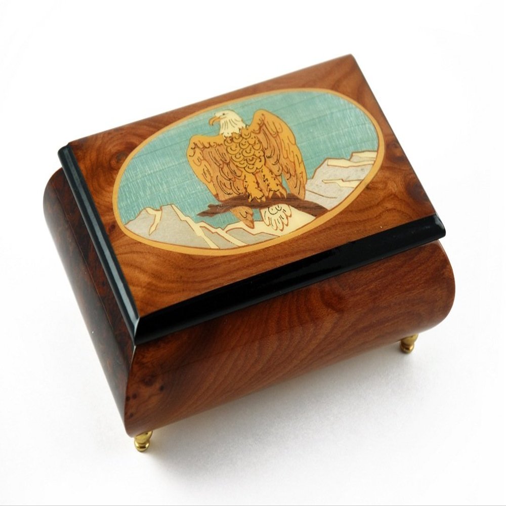 Majestic American Bald Eagle with Frame Inlay Music Box - Many Songs to Choose - Killing Me Softly with His Song