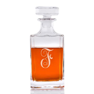 Abby Smith Lavish Style Initial Engraved Liquor Decanter, Letter F