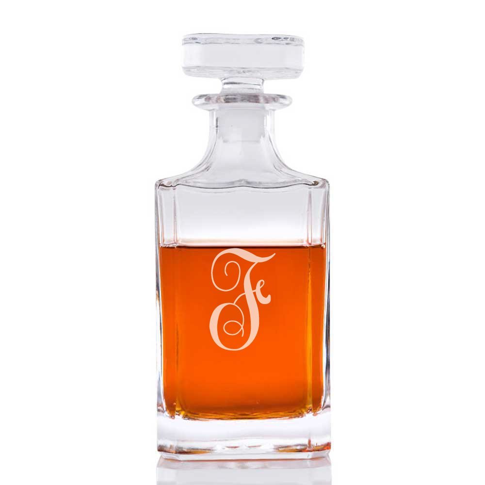 Abby Smith Lavish Style Initial Engraved Liquor Decanter, Letter F