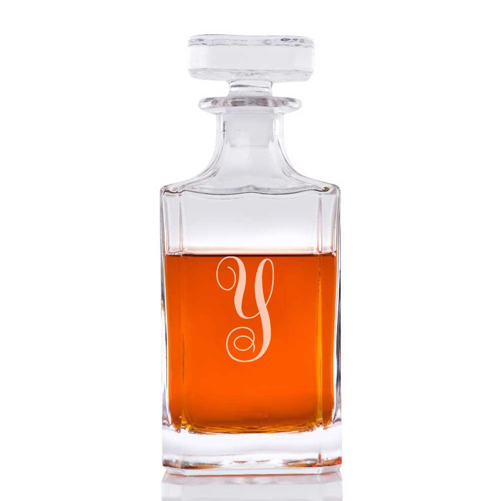 Abby Smith Lavish Style Initial Engraved Liquor Decanter, Letter Y