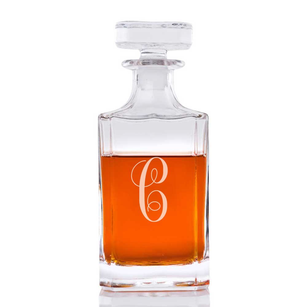 Abby Smith Lavish Style Initial Engraved Liquor Decanter, Letter C
