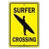 Surfer Crossing Waves Surf Board Aluminum Metal Sign 12"x18" view 1