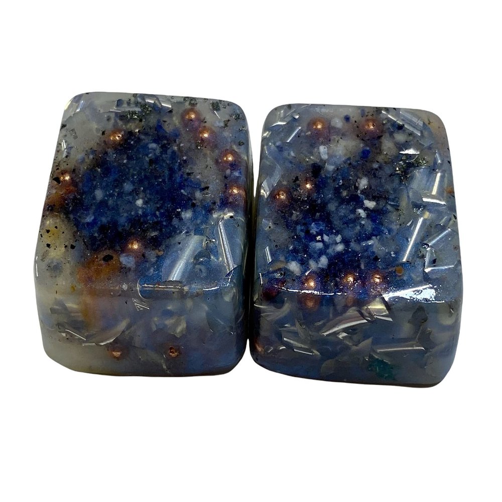 Pearl Blue 2 Mini Cube Tower Busters Crystal Orgone (Pearl Blue)