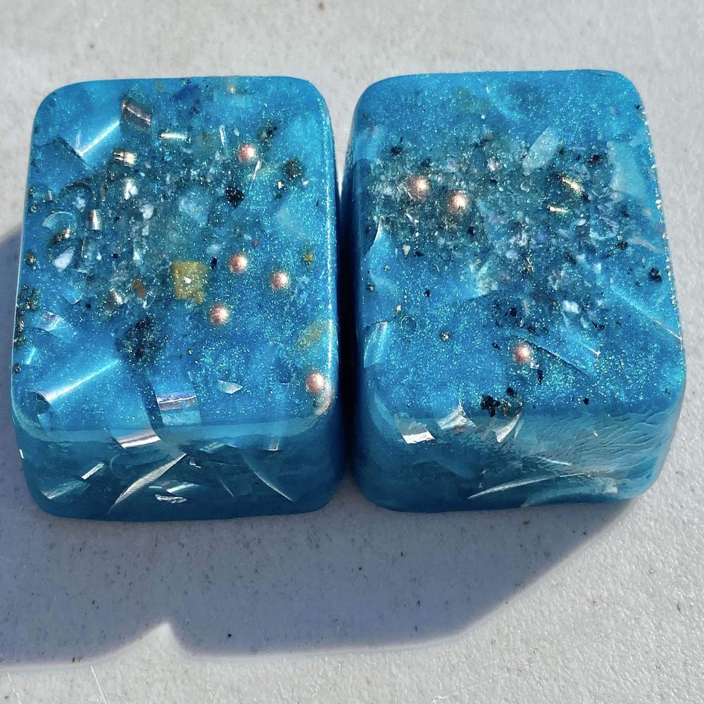 Peacock Teal 2 Mini Cube Tower Busters Crystal Orgone (Peacock Teal)