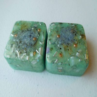 Green Yellow 2 Mini Cube Tower Busters Crystal Orgone (Green Yellow)